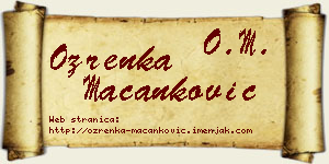 Ozrenka Macanković vizit kartica